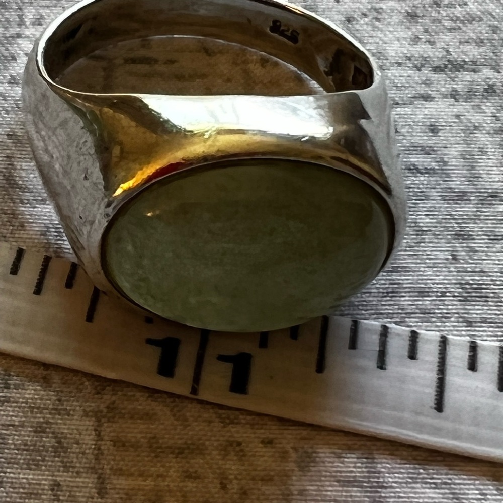 Green Jadeite and Sterling Silver Ring
